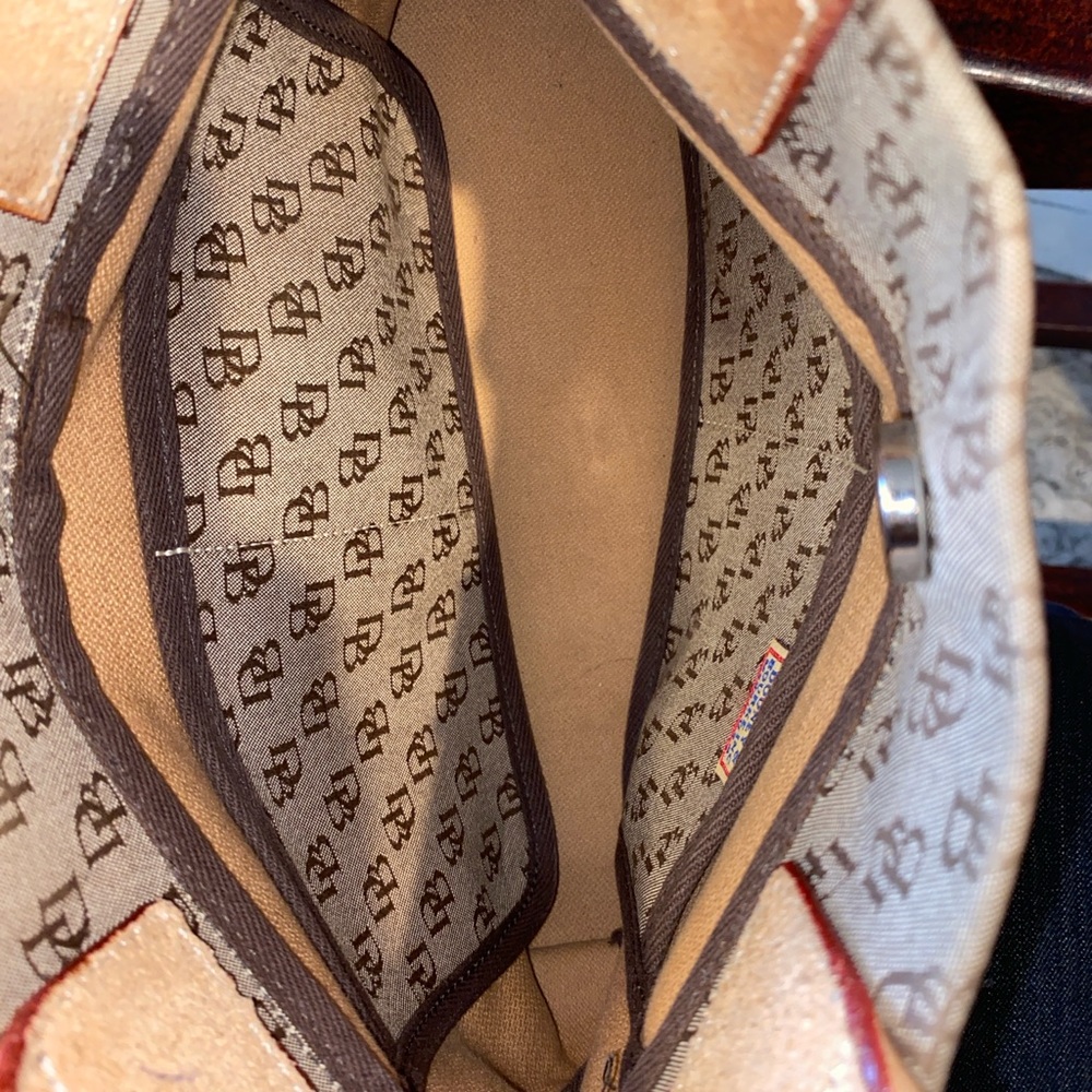Vintage Dooney & Bourke Satchel Bag Small Authentic Signature Color Beige/Tan - Picture 4 of 11